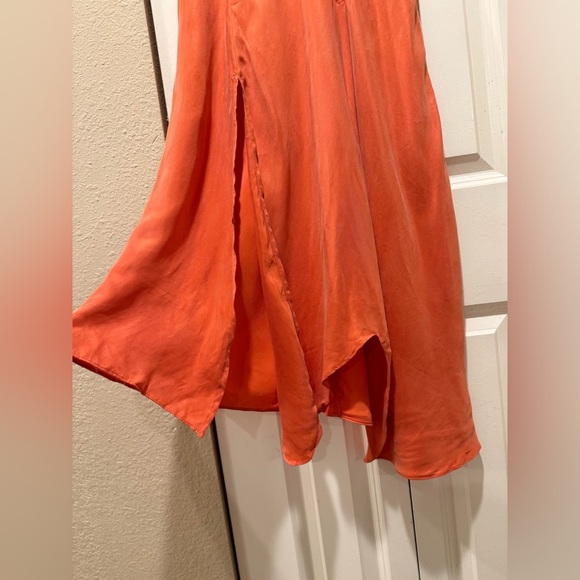 R.G.Kane Designer Asymmetrical Midi Orange Skirt Cupro Flowy Cocktail,XS - Picture 7 of 8